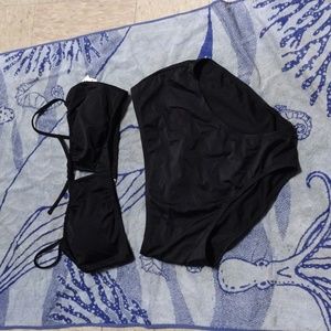 Two piece black bathing suit time and tru